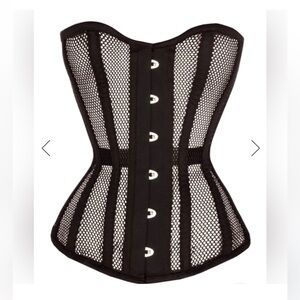 NWOT Corset Story Black Lace Up Corset Mesh Size 30”